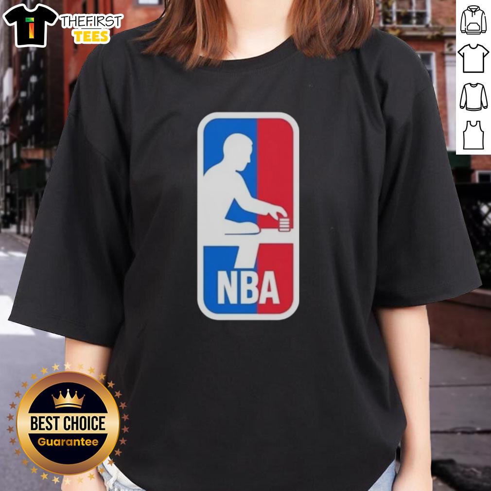 funny-nba-logo-parody-ladies-tee Funny NBA logo parody ladies tee featuring a humorous twist on the classic basketball design for fans and fashion lovers.