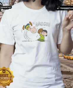 Funny Peanuts Lucy van Pelt Aaugh Ladies Tee featuring a playful design of Lucy from the Peanuts comic strip.