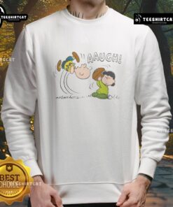 Funny Peanuts Lucy van Pelt Aaugh sweatshirt featuring iconic comic character and vibrant design for fans.