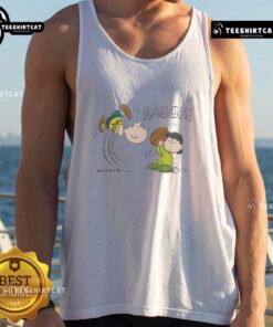 Funny Peanuts Lucy van Pelt 'Aaugh' tank top featuring iconic comic character in a playful design.