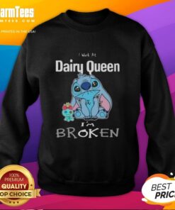 Funny Stitch sweatshirt for Dairy Queen employees with 'I'm Broken' design, perfect for casual work attire.