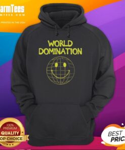Alt Text: Funny World Domination Emoji Smile Logo Hoodie featuring a playful design with vibrant colors and a cheerful emoji.