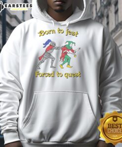 Good Born To Jest Forced To Quest Hoodie featuring a vibrant graphic design, perfect for gamers and quest enthusiasts.