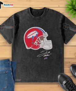 Good Buffalo Bills New Era billustration helmet signature washed t-shirt, showcasing team pride and style.