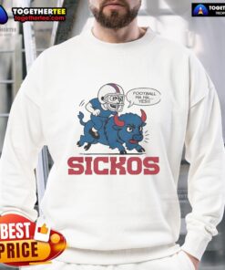 Cartoon sweatshirt featuring a playful design for Buffalo Bills NFL fans with 'Haha Yes' slogan, perfect for football enthusiasts.