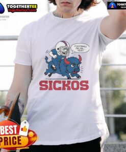 Buffalo Bills NFL Sickos cartoon t-shirt featuring playful football graphics and bold text design for fans.