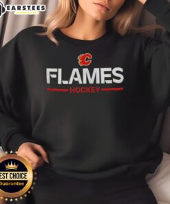 Alt Text: 2025 Calgary Flames hockey logo sweatshirt featuring vibrant colors and team branding for fans.