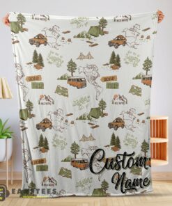 Good Camping Theme Velveteen Plush Blanket Fleece Customized Blanket