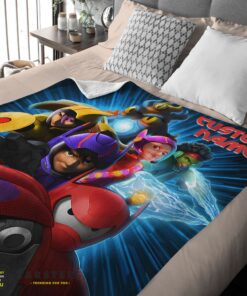 Good Cartoon Big Hero 6 Friends Blanket Fleece Customized Blanket - Image 2