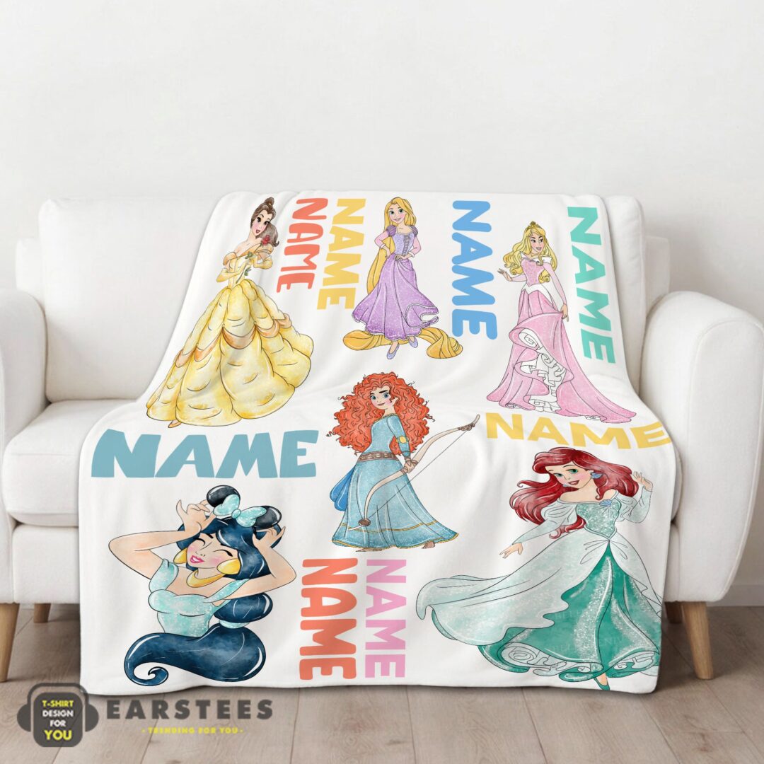 good-cartoon-disney-princess-blanket-fleece-customized-blanket-mk-01 Good Cartoon Disney Princess Blanket Fleece Customized Blanket - Image 2