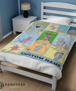 Good Cartoon Elephant & Piggie Blanket Fleece Customized Blanket - Image 3