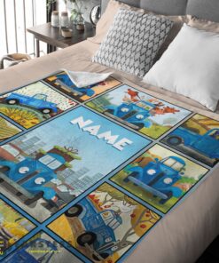 Good Cartoon Little Blue Truck Cute Blanket Fleece Customized Blanket - Image 2
