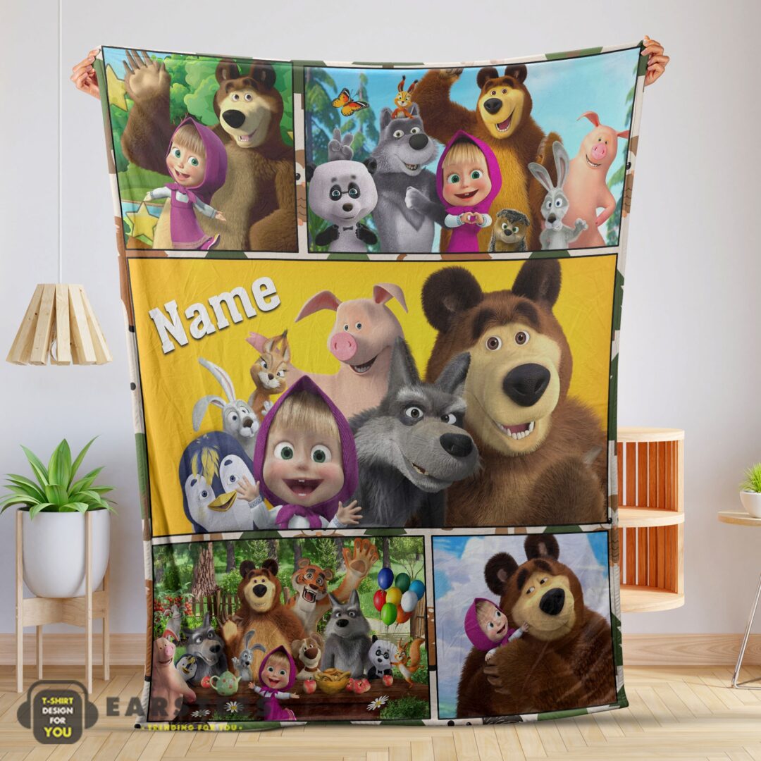 good-cartoon-marsha-and-the-bear-family-cute-blanket-fleece-customized-blanket-eliana-mk-01-1 Good Cartoon Marsha and the Bear Family Cute Blanket Fleece Customized Blanket Eliana