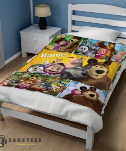 Good Cartoon Marsha and the Bear Family Cute Blanket Fleece Customized Blanket Eliana - Image 3