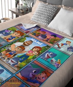 Good Cartoon Sharkdog With Family Blanket Fleece Customized Blanket - Image 2