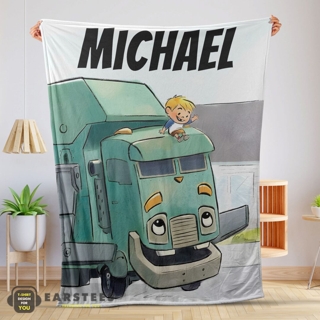 good-cartoon-trash-truck-cute-blanket-fleece-customized-blanket-mk-01-1 Good Cartoon Trash Truck Cute Blanket Fleece Customized Blanket