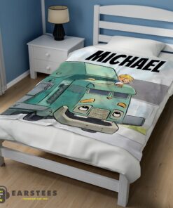 Good Cartoon Trash Truck Cute Blanket Fleece Customized Blanket - Image 3