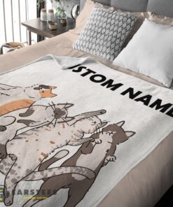 Good Cat Friends Laying Doodle Blanket Fleece Customized Blanket - Image 2