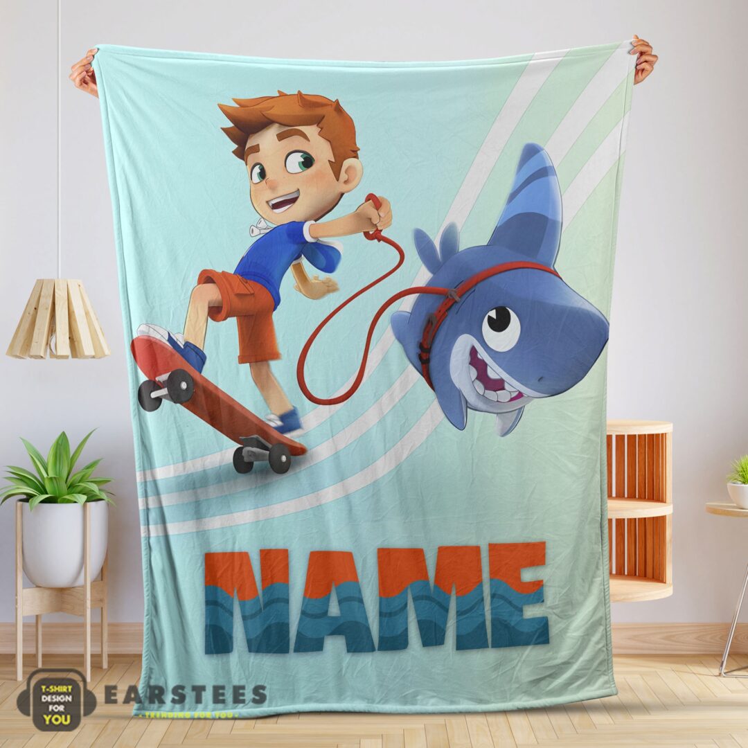 good-catoon-sharkdog-sharkdog-and-max-skateboarding-blanket-fleece-customized-blanket-mk-01-1 Good Catoon Sharkdog Sharkdog and Max Skateboarding Blanket Fleece Customized Blanket