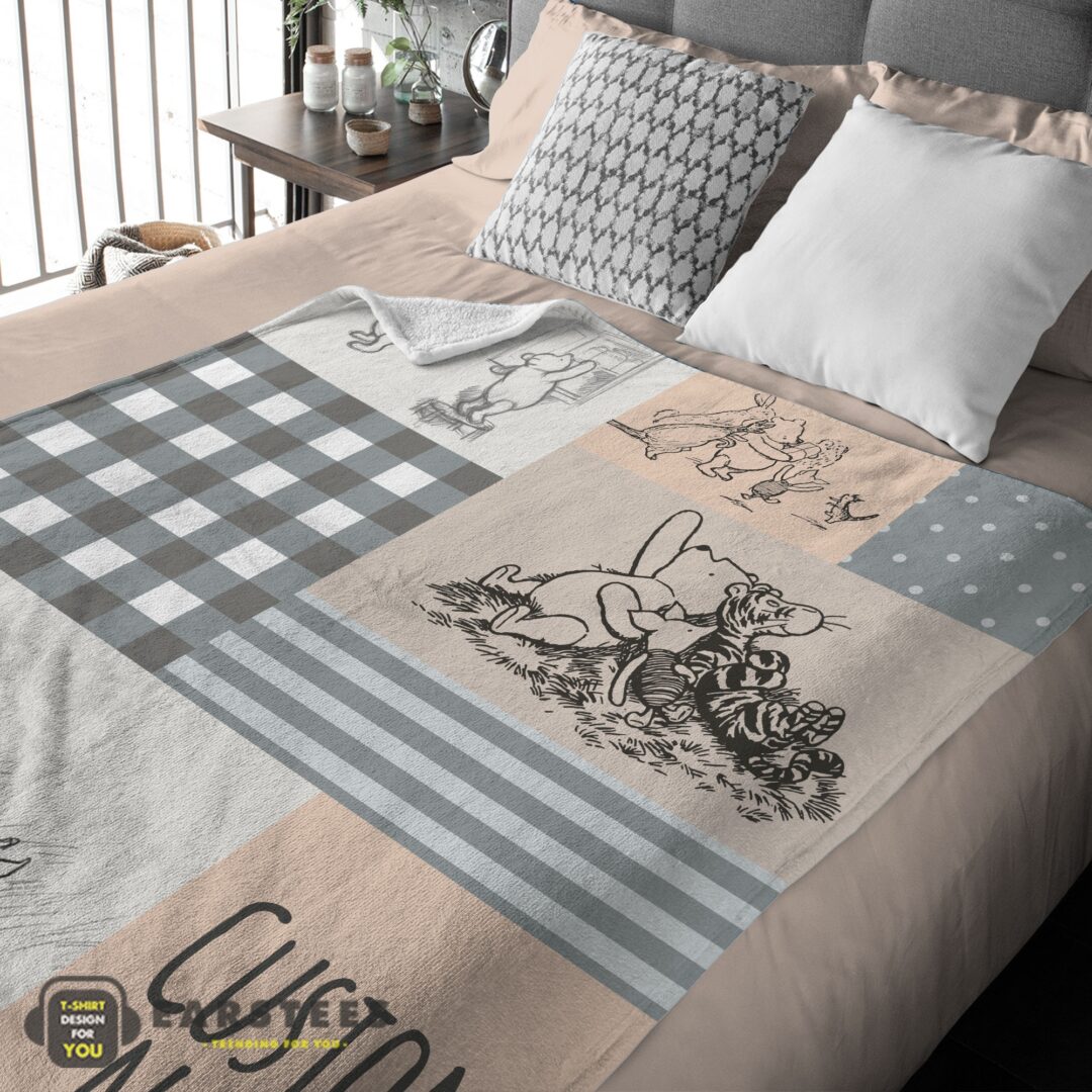 good-classic-winnie-the-pooh-friends-sketch-blanket-fleece-customized-blanket-mk-03 Good Classic Winnie The Pooh & Friends Sketch Blanket Fleece Customized Blanket - Image 2