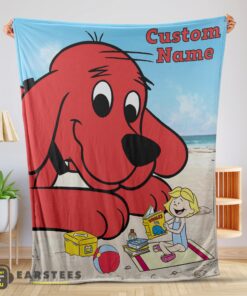Good Clifford's Puppy Days Emily Elizabeth Beach Blanket Fleece Customized Blanket