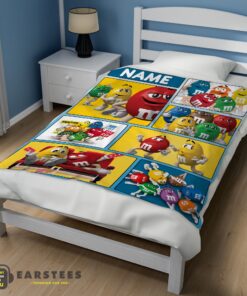 Good Colorful Candy M&M's Character Collage Blanket Fleece Customized Blanket - Image 3
