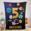 Good Cute Astronaut Catching Moon Cartoon Blanket Fleece Customized Blanket