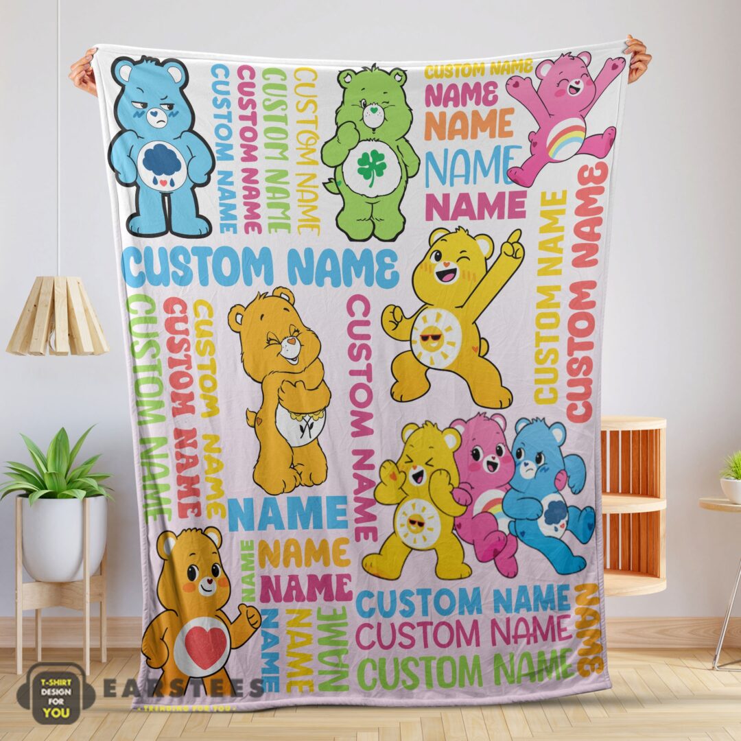good-cute-care-bears-friends-blanket-fleece-customized-blanket-mk-01 Good Cute Care Bears & Friends Blanket Fleece Customized Blanket