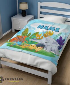 Good Cute Elephant Safari Animal for Boys Customized Blanket - Image 3