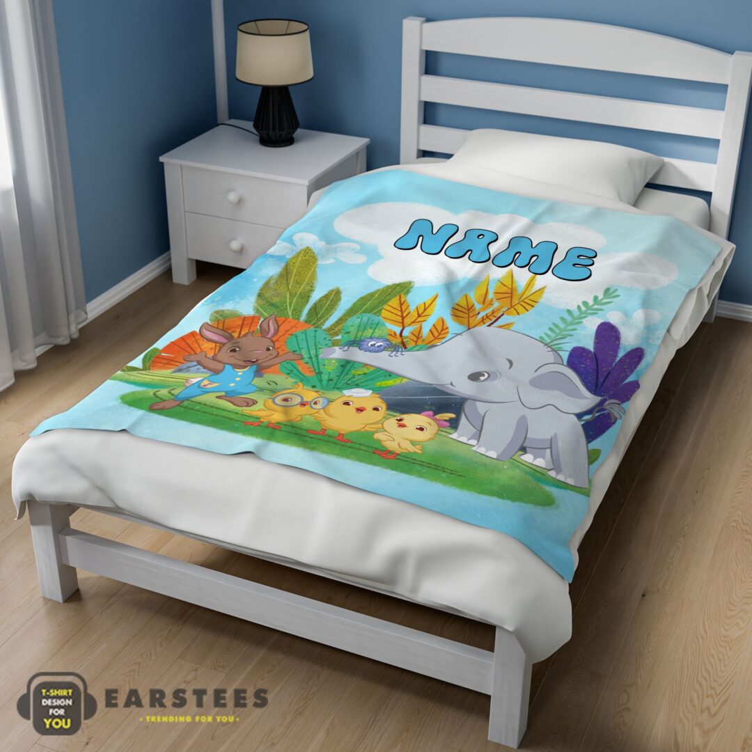 good-cute-elephant-safari-animal-for-boys-customized-blanket-mk-02 Good Cute Elephant Safari Animal for Boys Customized Blanket - Image 3