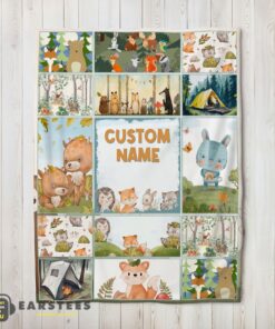 Good Cute Forest Animals Collage Whimsical Blanket Fleece Customized Blanket