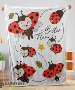 Good Cute Ladybug Cartoon Blanket Fleece Customized Blanket
