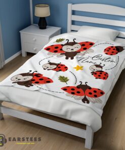 Good Cute Ladybug Cartoon Blanket Fleece Customized Blanket - Image 3