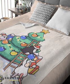 Good Cute Mice & Penguin Cartoon Christmas Tree Blanket Fleece Customized Blanket - Image 2