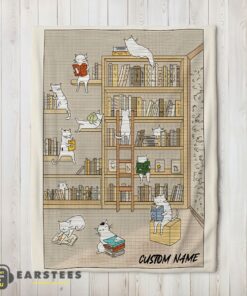 Good Cute Vintage Minimalist Cat Book Reading Blanket Fleece Customized Blanket