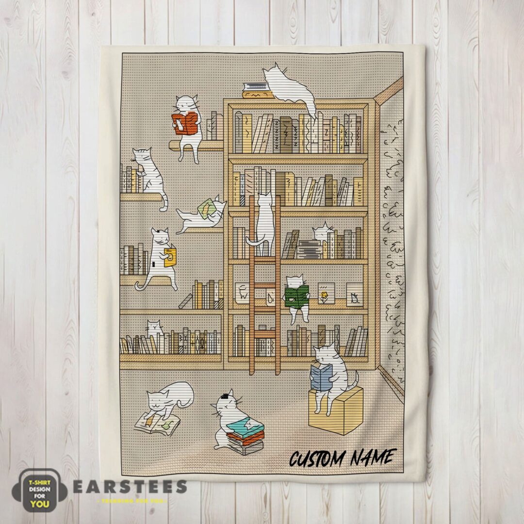 good-cute-vintage-minimalist-cat-book-reading-blanket-fleece-customized-blanket-mk-02 Good Cute Vintage Minimalist Cat Book Reading Blanket Fleece Customized Blanket