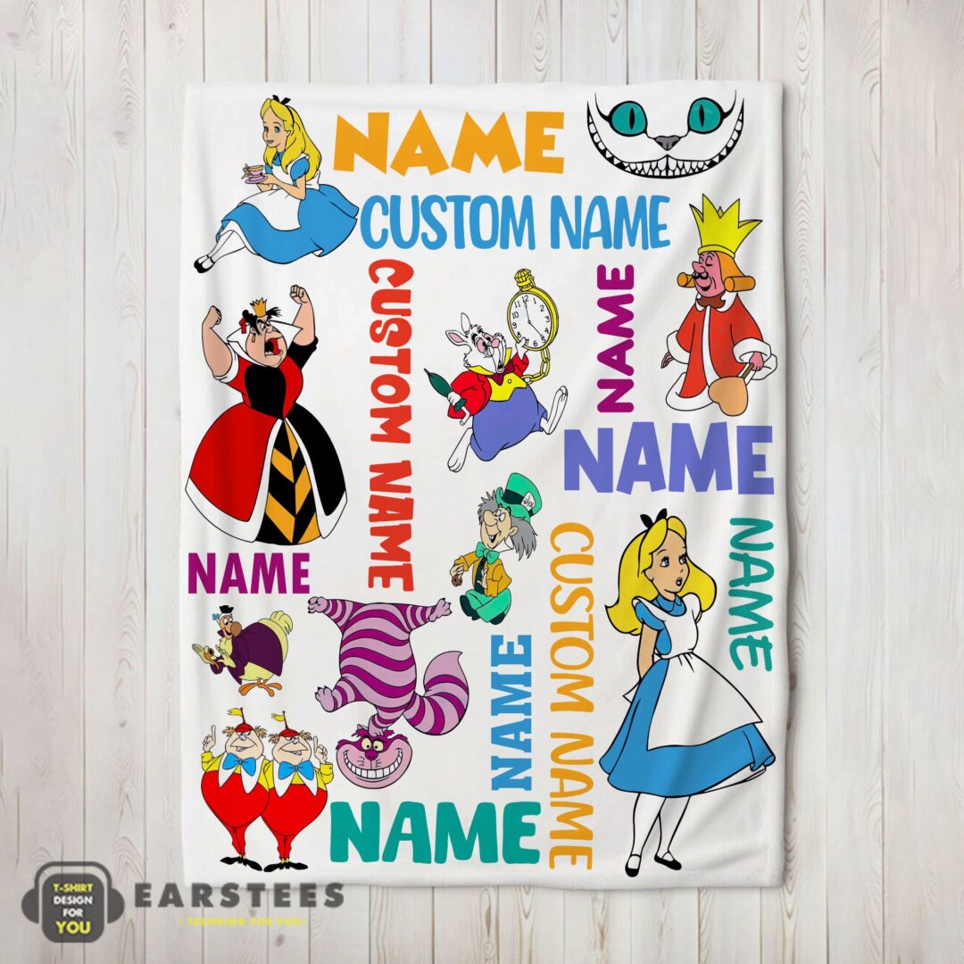 good-disney-alice-in-wonderland-all-character-blanket-fleece-customized-blanket-mk-02 Good Disney Alice in Wonderland All Character Blanket Fleece Customized Blanket