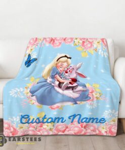 Good Disney Alice & The White Rabbit Alice In Wonderland Blanket Fleece Customized Blanket - Image 2