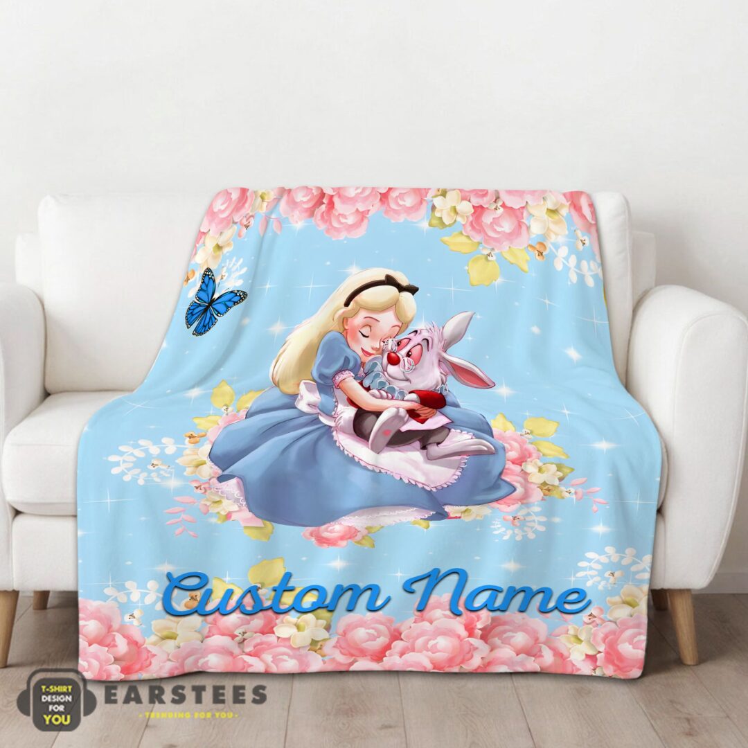 good-disney-alice-the-white-rabbit-alice-in-wonderland-blanket-fleece-customized-blanket-mk-01 Good Disney Alice & The White Rabbit Alice In Wonderland Blanket Fleece Customized Blanket - Image 2