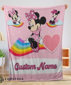 Good Disney Cartoon Minnie With Rainbow Blanket Fleece Customized Blanket