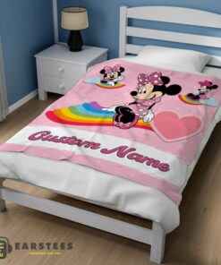 Good Disney Cartoon Minnie With Rainbow Blanket Fleece Customized Blanket - Image 3