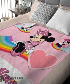 Good Disney Cartoon Minnie With Rainbow Blanket Fleece Customized Blanket - Image 2
