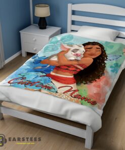 Good Disney Cartoon Moana Family With Friends Cute Blanket Fleece Customized Blanket - Image 3