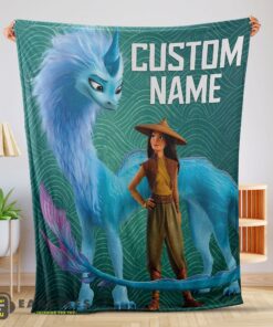 Good Disney Cartoon Retro Raya And The Last Dragon Blanket Fleece Customized Blanket