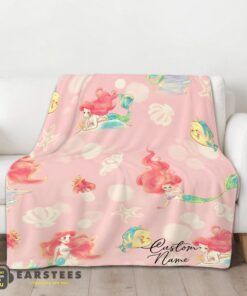 Good Disney The Little Mermaid & Flounder Delicate Watercolor Blanket Fleece Customized Blanket - Image 2