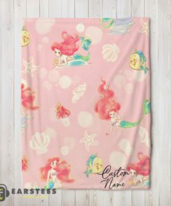 Good Disney The Little Mermaid & Flounder Delicate Watercolor Blanket Fleece Customized Blanket