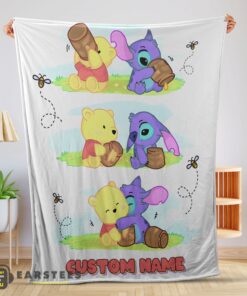Good Disney Winnie The Pooh and Stitch Fleece Blanket – Customize Blanket