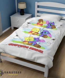 Good Disney Winnie The Pooh and Stitch Fleece Blanket – Customize Blanket - Image 3