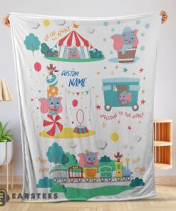 Good Dumbo Personalized Minky Blanket Circus Elephant Nursery Blanket Fleece Customized Blanket
