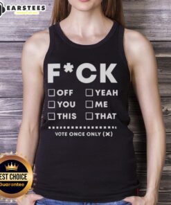 Funny adult humor tank top featuring the 'Good Fck Checklist' design, perfect for playful and comedic fashion.